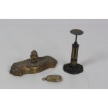 A Victorian brass Door Stop; a Victorian Letter Scales by Winfield,