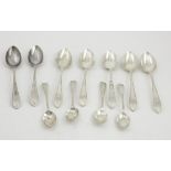 A set of 7 matching George III Irish silver bright-cut Dessert Spoons, by Michael Keating, Dublin,