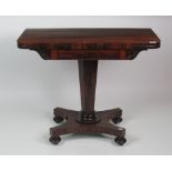 An attractive William IV rosewood fold-over Card Table,