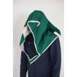 Order of the Golden Dawn A Ceremonial Robe with tall hood, dark green silk edged in white,