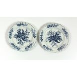 A pair of fine quality 18th Century Worcester blue and white Plates, with shaped rims,