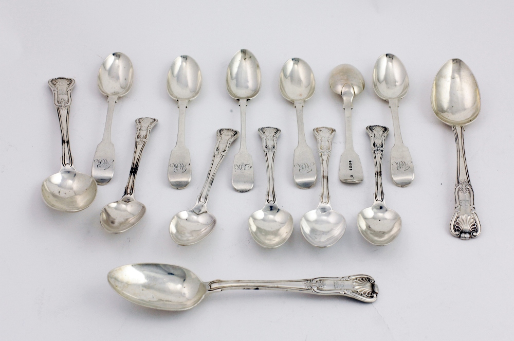 A set of 6 heavy silver Tea Spoons, five London c. 1849, & one Irish, c.