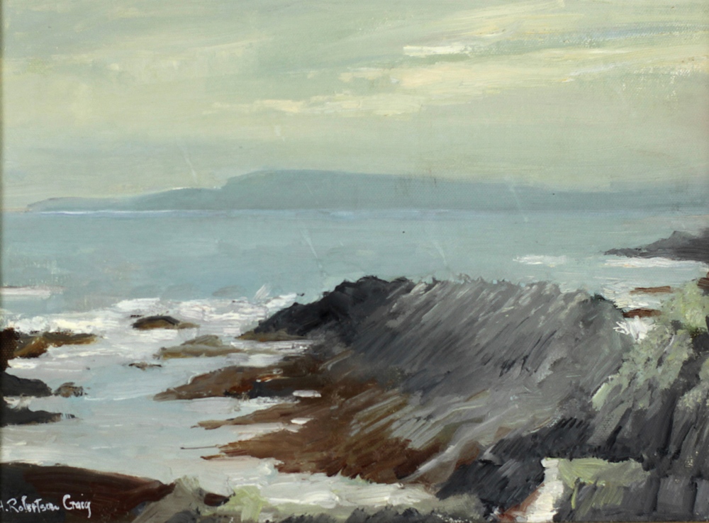 Henry Robertson Craig RHA, RUA (1916 - 1984) "Rocky Coastal Scene," O.O.B., approx.