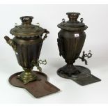 Two large copper and brass Samovars / Tea Urns, with original taps, trays etc.