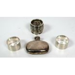 A pair of plain Birmingham silver Napkin Rings, engraved 'G' & 'J',