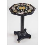 A Regency style octagonal inlaid marble top Table, the top with inlaid marble and floral decoration,