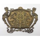 A 19th Century bronze pierced and decorated wall mount Letter Holder, embellished with figures,