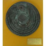 Ribaldi Silvia Sculpture: A large circular bronze medallion, "Liberta," ...
