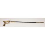 A fine quality 19th Century Irish Dress Small Sword, the engraved two sided 80cms (31 1/2") blade,