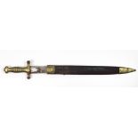 A 19th Century French Foot Artillery heavy steel brass handled Short Sword,