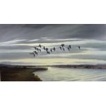 Robert Jobson "Geese in Flight," O.O.C., approx.