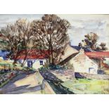 Fergus O'Ryan, RHA (1910 - 1989) "Country Cottage and Farmyard," watercolour,