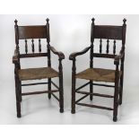 A pair of Irish oak cottage Armchairs,