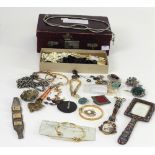 Jewellery: A leather Jewellery Case, containing an interesting assortment of gold,
