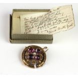 An attractive large Victorian gold Brooch with four amethyst stones and small pearl,