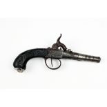 A rare 19th Century English Boxlock Pocket Pistol, by Moody, London, with screw off cannon barrel,