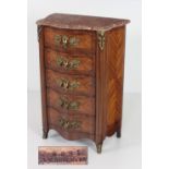 A 19th Century French style kingwood and marquetry Commode, with marble top,