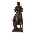 After Princess Marie Christine d'Orleans (French 1813 - 1839) Bronze: "Joan of Arc praying in