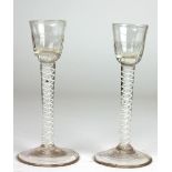 A very good pair of late 18th Century Cordial Glasses,