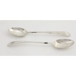A good pair of George III Irish silver bright-cut Serving Spoons, by Michael Keating, Dublin c.