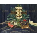 Embroidered Banner: United Ireland: A large and attractive finely worked embroidered banner United