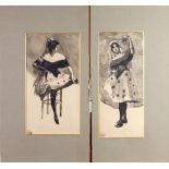 Edith Oenone Somerville, (1858 - 1949) Wash and Pencil on Paper: Two similar drawings of Females,