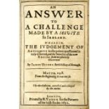 Ussher (James) An Answer to a Challenge made by a Jesuit in Ireland, 4to L. 1631. Third Edn.