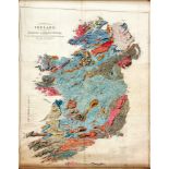 Extremely Fine Large Hand-Coloured Geological Map Irish Map: A General Map of Ireland to accompany
