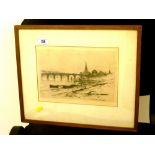 ETCHING OF PERTH BRIDGE BY D.Y. CAMERON