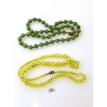 2 GREEN BEADED NECKLACES