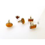 5 SILVER AND ORANGE STONE RINGS