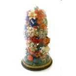 VICTORIAN GLASS DOME WITH WOOLEN FLOWERS