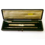 SILVER LETTER SET, PROPELLING PENCIL, LETTER OPENER AND FOUNTAIN PEN