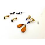 4 PAIRS OF ASSORTED SILVER AND STONE EARRINGS