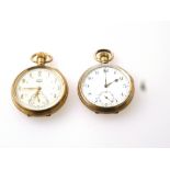 PLATED ROTARY POCKET WATCH AND ANOTHER PLATED POCKET WATCH