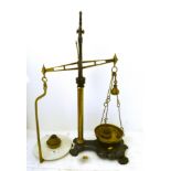 LARGE BRASS AND CAST IRON SCALES AND WEIGHTS