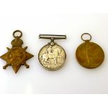 3 FIRST WORLD WAR MEDALS - VICTORY MEDAL, WAR MEDAL AND 1914-15 STAR AWARDED TO 14769 PTE. E.