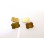 9K GOLD CUFFLINKS WITH INITIALS 'R.C.' WEIGHT 7G