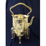 LARGE PLATED SPIRIT KETTLE ON STAND