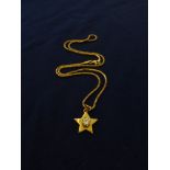 18K AND DIAMOND STAR PENDANT ON 18K CHAIN WEIGHT IN TOTAL 13G