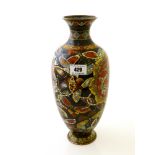 CLOISONNE VASE WITH DRAGON, PHOENIX AND BUTTERFLY DECORATIONS