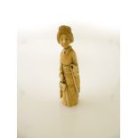 SMALL CARVED ORIENTAL LADY FIGURE (MISSING HAND)