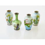 4 CLOISONNE ORIENTAL VASES