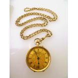 14K GOLD T.FATTORINI POCKET WATCH AND 9K GOLD CHAIN