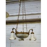 GILT AND WHITE GLASS CEILING LIGHT