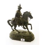 WAVERLEY HORSE AND RIDER SPELTER FIGURE