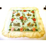 FIRST WORLD WAR MEMORIAL CLOTH WITH FLOWER DECORATIONS