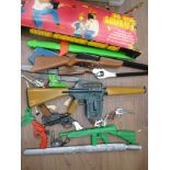 BOX OF ASSORTED TOY GUNS, SWORDS AND KNIVES