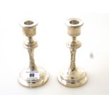 PAIR OF SILVER CANDLESTICKS H: 6”