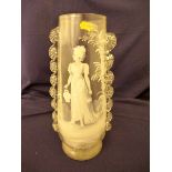 Mary Gregory Clear Vase 9.5" High